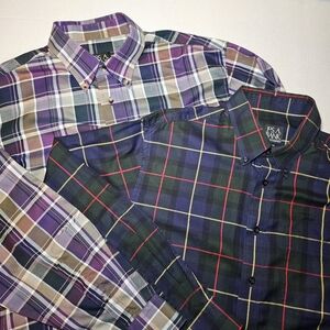 Jos. A. Bank Men's Shirt Lot Size Large Traveler's Collection Plaid Long Sleeve